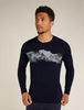 Men's Merino 200 Oasis LS Crewe Remarkables Midnight Navy - Icebreaker