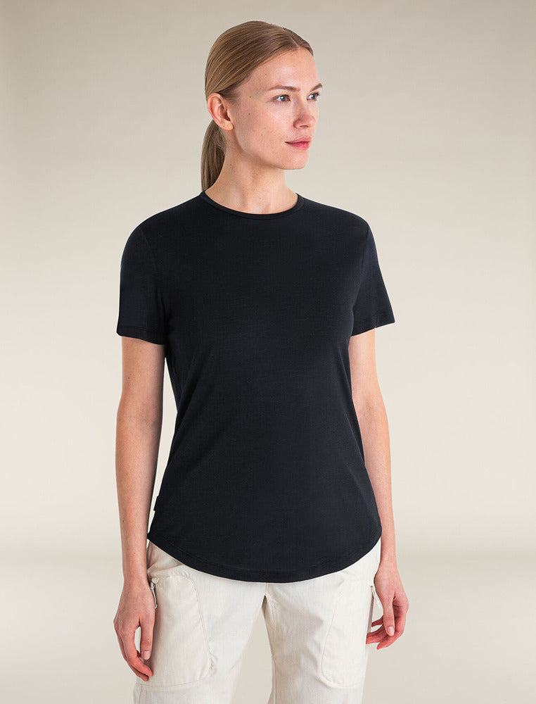 Women's Merino Blend 125 Cool-Lite Sphere SS Tee Black - Icebreaker