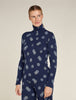 Women's Merino 260 Vertex Long Sleeve Half Zip Falling Flakes Midnight Navyv / Snow - Icebreaker