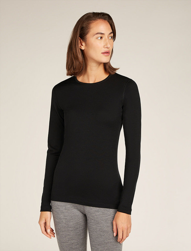 Women's Merino 200 Oasis LS Crewe Black - Icebreaker