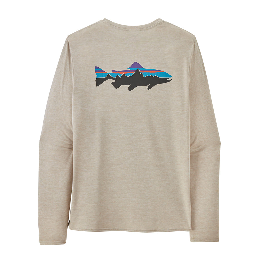 Men's Long Sleeve Cap Cool Daily Graphic Shirt: Waters Fitz Roy Trout: Pumice X-Dye - Patagonia