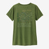 Women's Cap Cool Daily Graphic Shirt: Lands Earth Currents: Terrain Green X-Dye - Patagonia