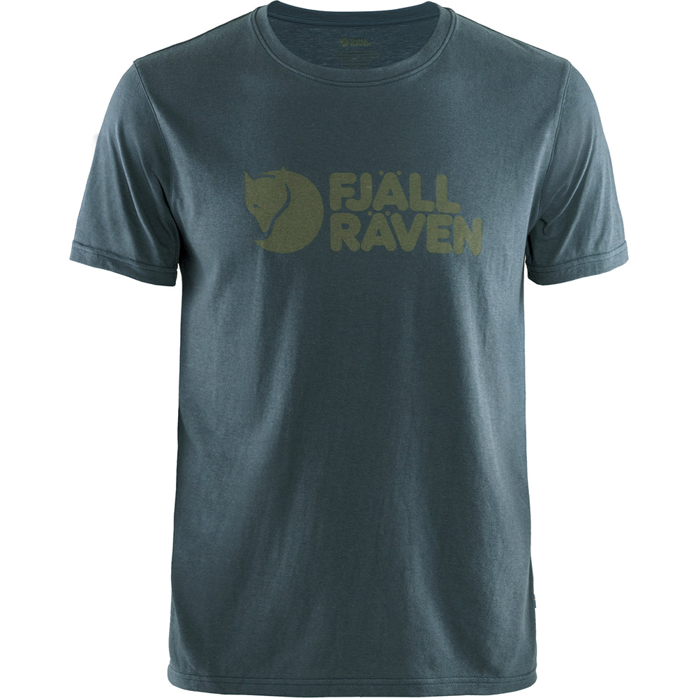 Men's Fjallraven Logo T-Shirt Navy - Fjallraven