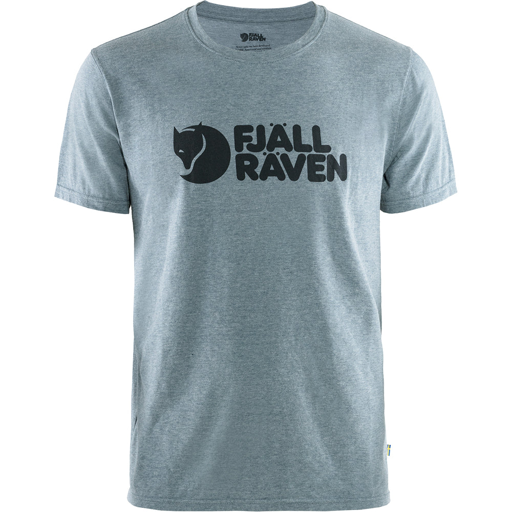 Men's Fjallraven Logo T-Shirt Uncle Blue-Melange - Fjallraven